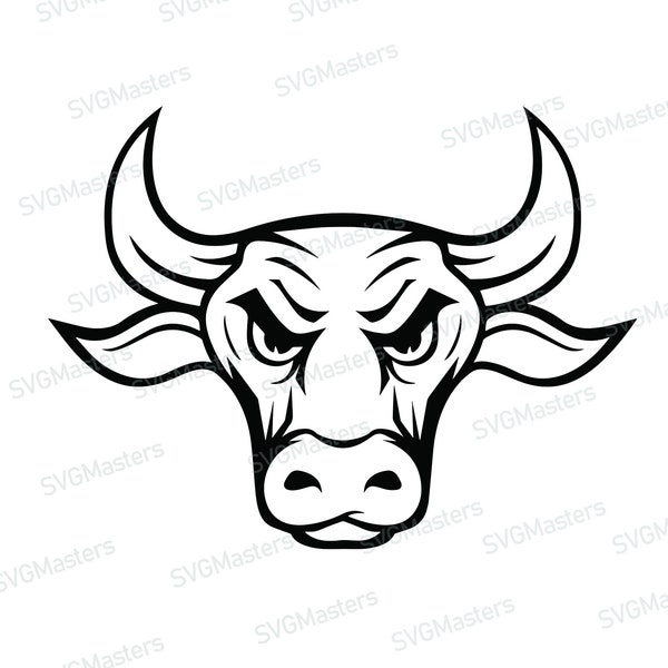 Bull Head svg - ox vector - cow, digital clipart for design or more , instant download (svg, jpeg, png)