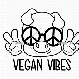 Vegan Vibes - dessin vectoriel - clipart numérique végétarien, conception de t-shirt végétalien, téléchargement immédiat (svg, eps, png)