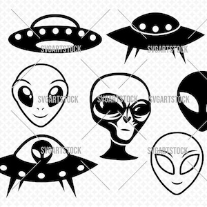 エイリアン SVG バンドル、UFO SVG デザイン、地球外 SVG、エイリアン デジタル クリップアート、エイリアン T シャツ デザイン、ビニール カット ファイル、即時ダウンロード