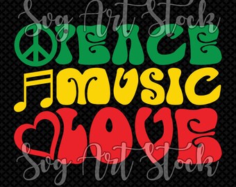 Peace Love Music Svg Etsy
