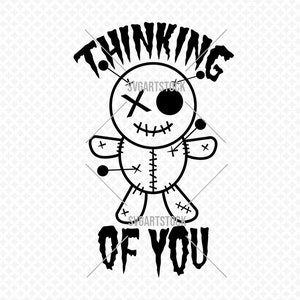 Thinking of You SVG Design - grappige svg-vector, sarcasme svg, voodoo-pop, digitale clipart, t-shirtontwerp, instant download, dxf, jpeg, png