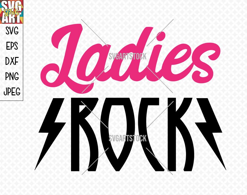 Ladies Rock SVG Design feminist vector digital clipart girl Etsy