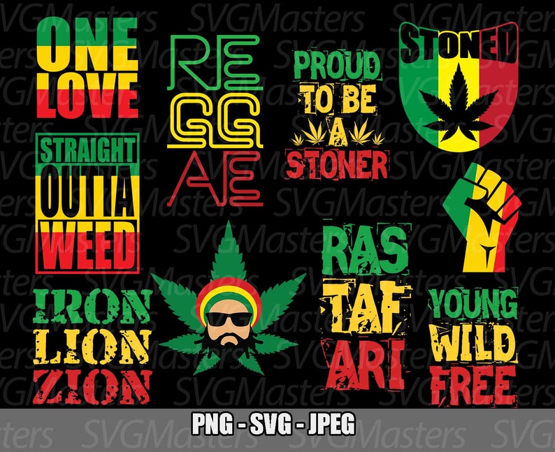Download Rasta SVG Bundle reggae one love digital clipart weed | Etsy