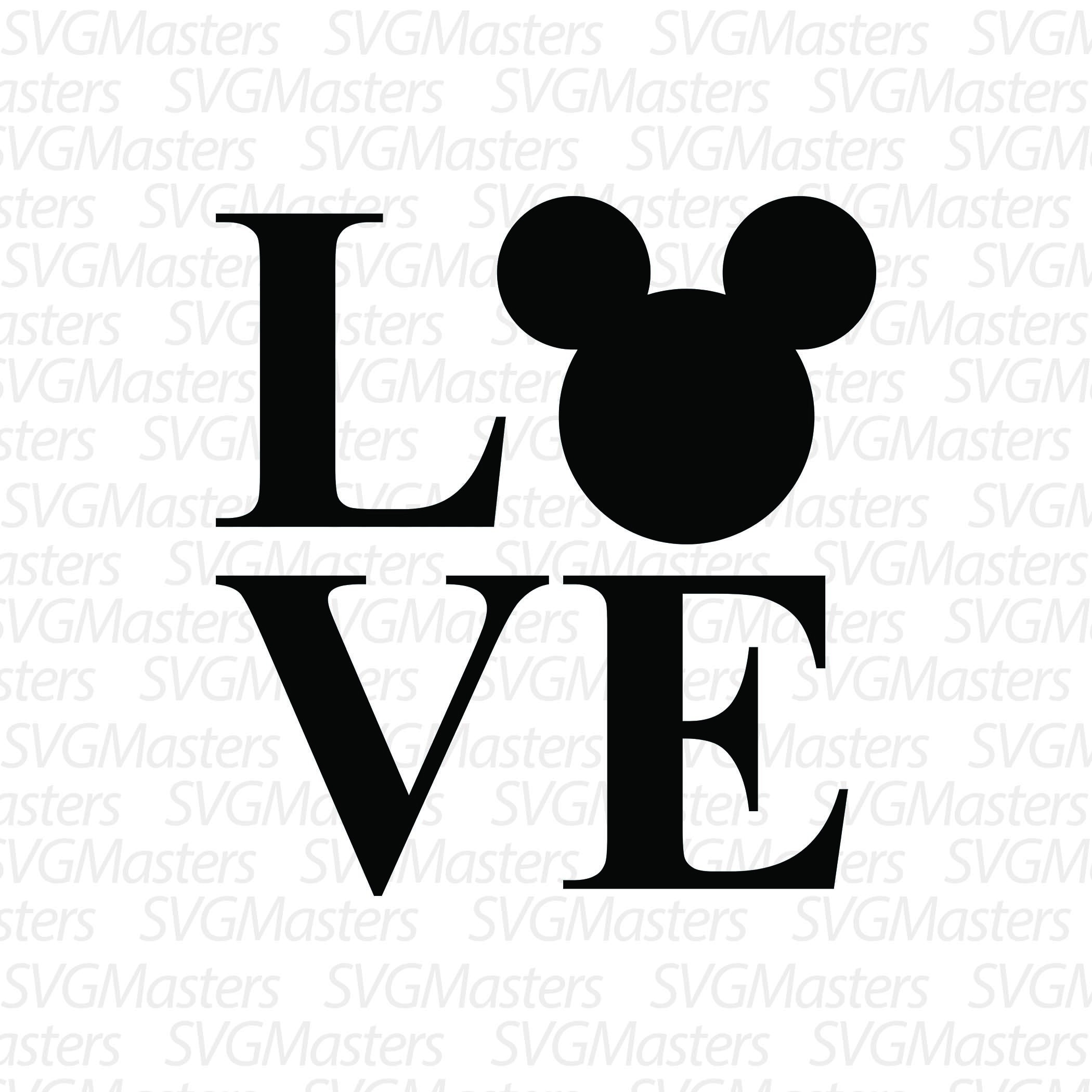 Download Love Mickey Mouse disney vector digital clipart t-shirt | Etsy