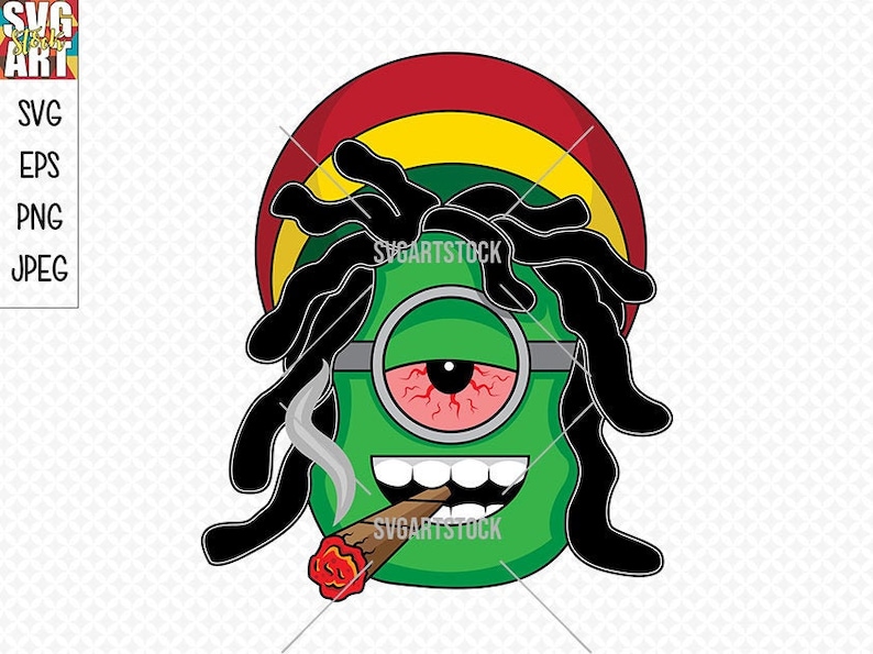 digital clipart svg, jpeg, png, eps Rasta Minion SVG Design weed t-shirt design instant download cannabis 420 vector rasta svg