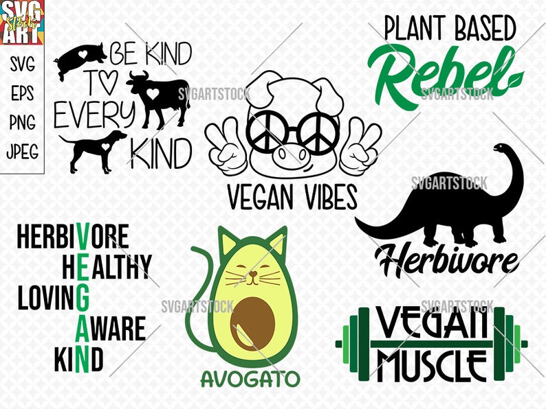 Download Digital Clipart Cricut Svg Svg Eps Png Instant Download 7 Designs T Shirt Svg Designs Vector Set Vegan Svg Bundle Scrapbooking Papercraft Vadel Com