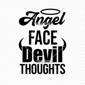 Diseño SVG de cara de ángel y pensamientos de diablo, SVG divertido, diseño vectorial, archivo de corte para Cricut (png, SVG, EPS)