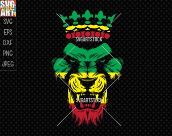 Rasta Lion SVG - lion vector, digital clipart ,rasta t-shirt design , jamaica svg, reggae svg, instant download (svg, jpeg, png)