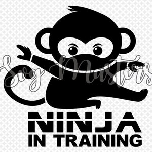 Ninja im Training - niedlicher Vektor - digitale Clipart, Ninja Affe, T-Shirt Design, sofortiger Download (svg, jpeg, png)