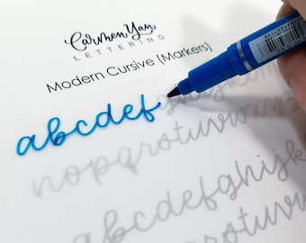 Modern cursive abc worksheet printable