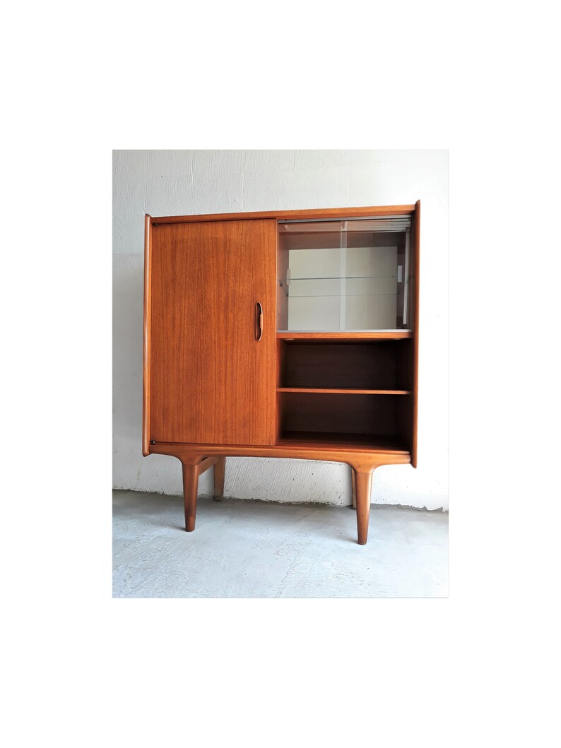 Meuble Bar Teck Vintage / Vitrine Bibliothèque scandinave ...