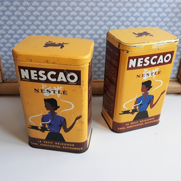 Ensemble 2 Boîtes Nestlé métal / Boîte publicitaire Nestlé / Décoration Cuisine / Boîte collection /  "NESCAO" / Vintage