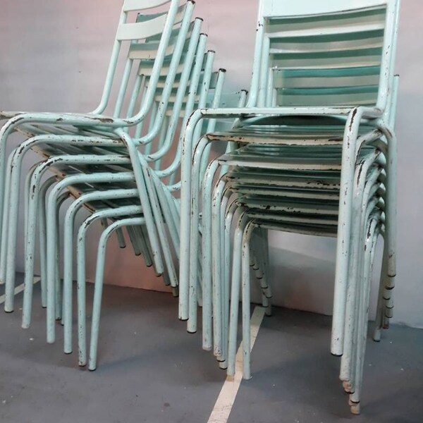 Série de 6 Chaises métal de square tolix vert mint