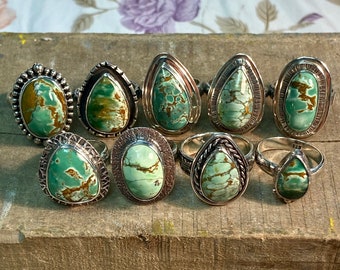 Multi-Color Poseidon Turquoise Statement Ring Handstamped 925 Size 7.5