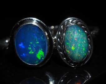 Or Rhodium Argent Sterling 925 Natural Ethiopian Welo fire opal ring US 3-13