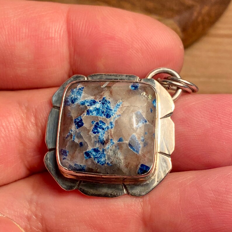Lazulite in Quartz with Pyrite Pendant