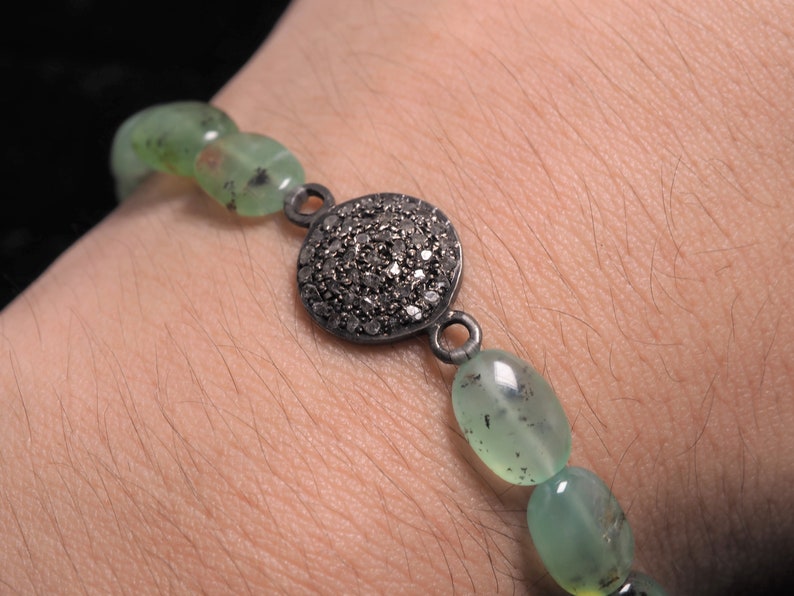 Australian Chrysoprase Bracelet Genuine pave diamond flexible B0067