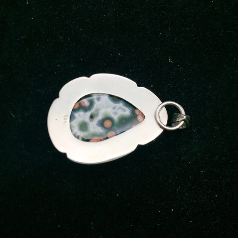 Ocean Jasper 925 Sterling Silver irregular pear teardrop Pendant P0066