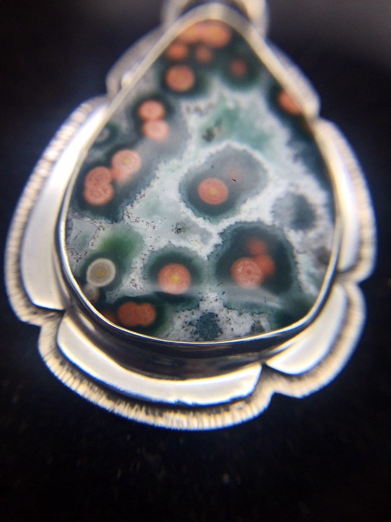 Ocean Jasper 925 Sterling Silver irregular pear teardrop Pendant P0066