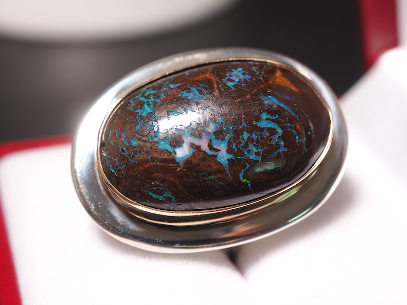 18k Gold Boulder Opal Ring Matrix Boulder Opal