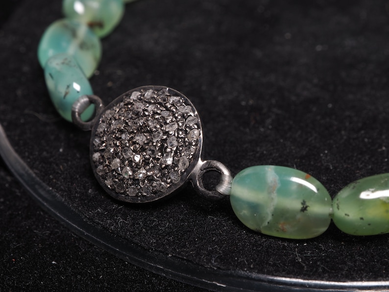 Australian Chrysoprase Bracelet Genuine pave diamond flexible B0067