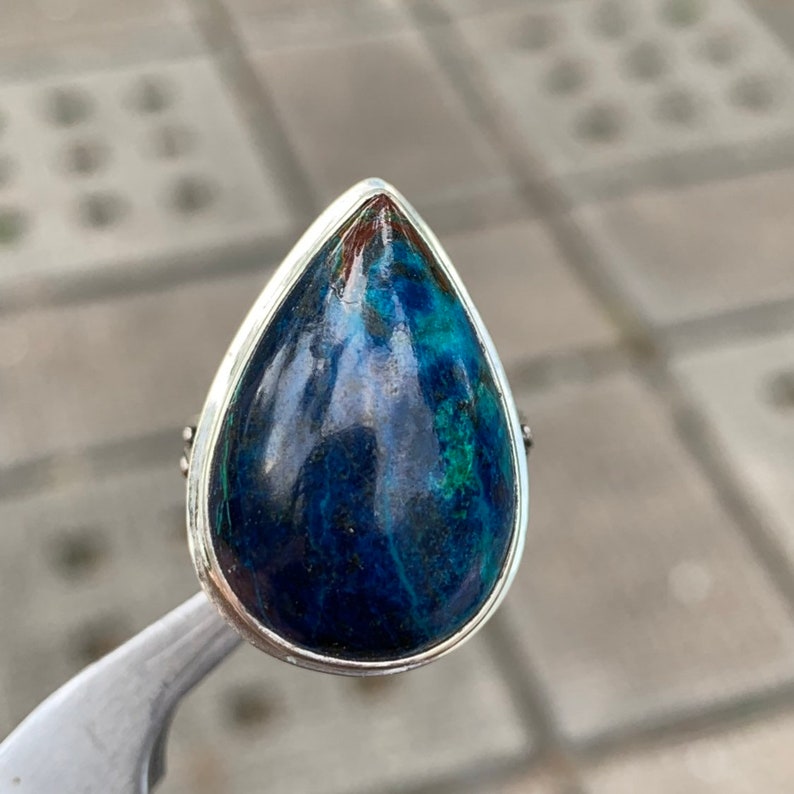 Namibia Blue Shattuckite 925 sterling silver ring size 7 R0169