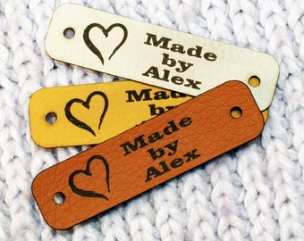 Tags van imitatieleer voor handgemaakte items: labels voor veganistische kleding (2 x 0,6 inch)