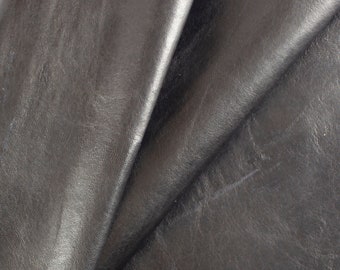 Black Lambskin Nappa Leather Hide: Italian Leather for Crafts (29x25 inches)