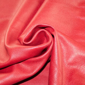 Red sheep leather, nappa hide, red lambskin, ~1mm, lamb hide, leather for crafts.