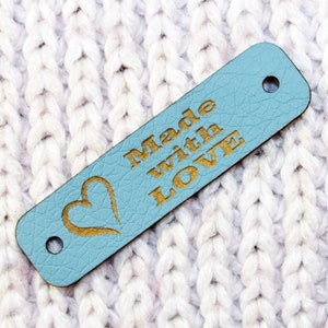 Blue Faux Leather Tags: Handmade Item Labels (2&quot; x 0.6&quot;)
