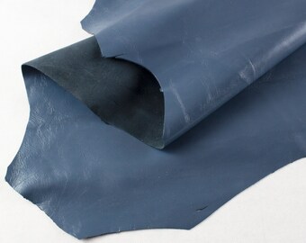 Blue Lambskin Leather Hide: Nappa Leather for Crafts (62x56cm)