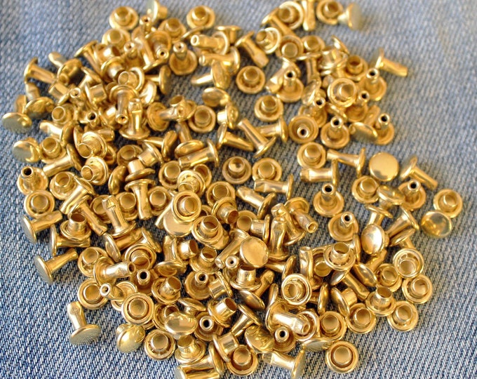 100psc Double Cap Rivets, Gold Rivets, Steel Rivets, Rivets for Crafts, 7mm Rivets. Rivets for