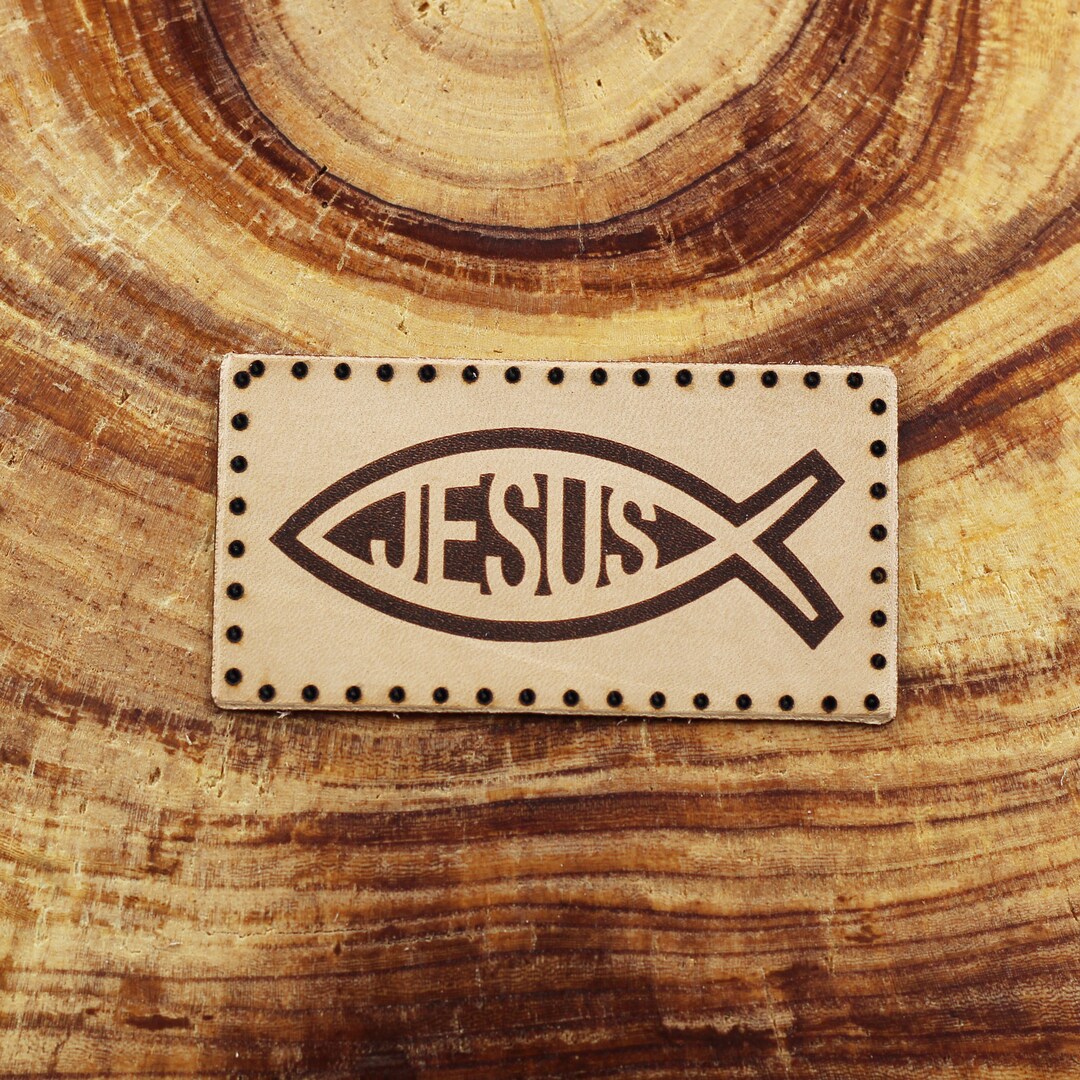 Jesus Fish Italian Leather Patch: Christian Accessory - Etsy