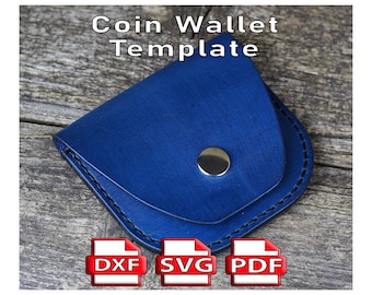 DIY Leather Coin Wallet Pattern: PDF, SVG Template (9cm x 9cm)
