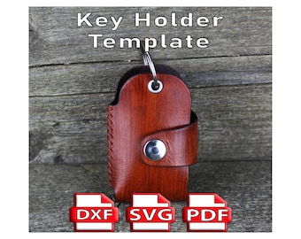 DIY Leather key holder, Leather craft template, PDF pattern, SVG template, Leather dxf key holder.
