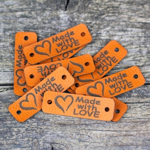 Faux Leather Tags: Tangerine Vegan Clothing Labels (2" x 0.6")