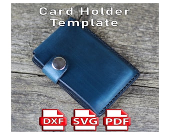 DIY Leather card holder wallet, Leather craft template, PDF pattern, SVG template, Leather dxf card holder, leather wallet.