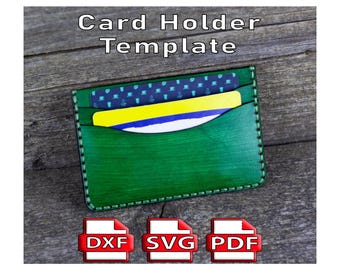 DIY Leather Card Holder Wallet Pattern (svg, dxf, pdf)