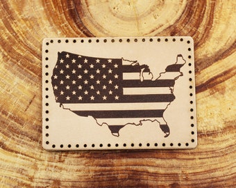 American Flag Leather Patch: USA Sew-On Accessory