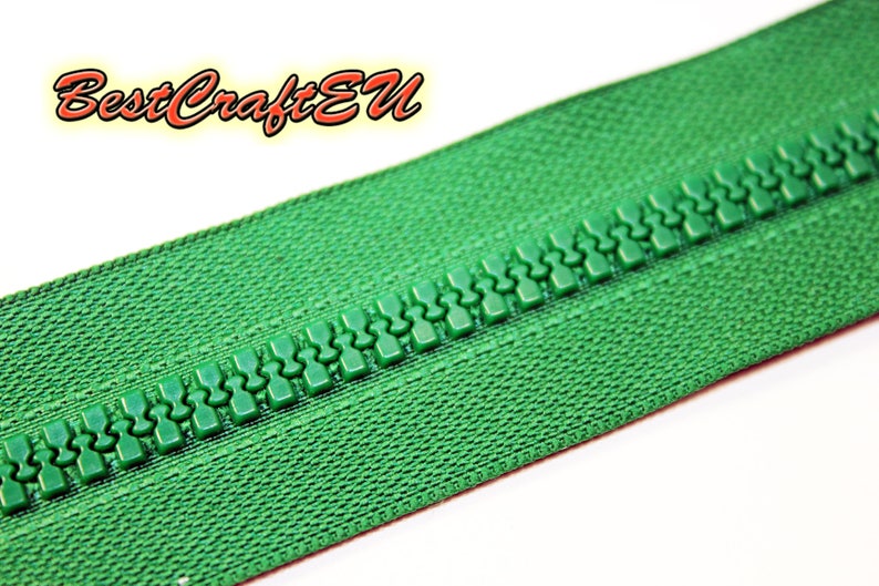 Zipper for leathercraft and sewing. 20cm closed end zipper Zipper for bags and cases Green plastic zipper