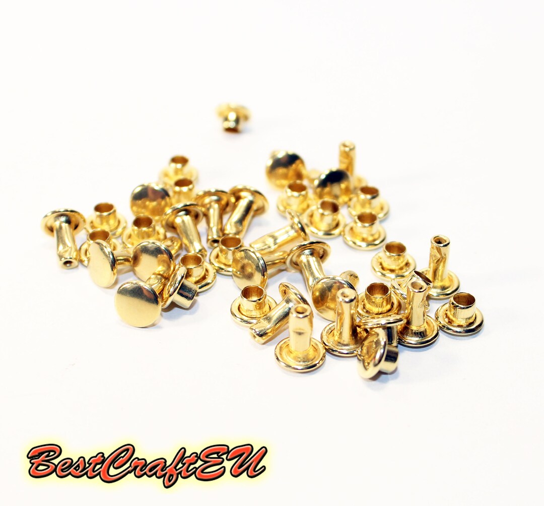 20psc Double Cap Rivets, Gold Rivets, Steel Rivets, Rivets for Crafts, 7mm Rivets. Rivets for