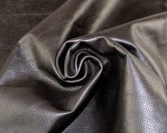 Black Lambskin Nappa Leather Hide: Soft Italian Leather for Crafts (33x32in)