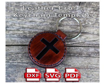 Leather Cross Keychain Template, DIY Craft (PDF, SVG)