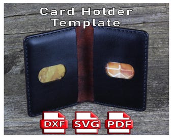 DIY Leather Card Holder Wallet Pattern (svg, dxf, pdf) (Digital Download)