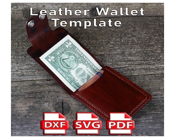 DIY Leather Card Holder Wallet Template (pdf, svg, dxf)