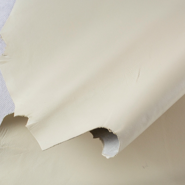 White sheep leather, nappa hide, white lambskin, ~1mm, lamb hide, leather for crafts.
