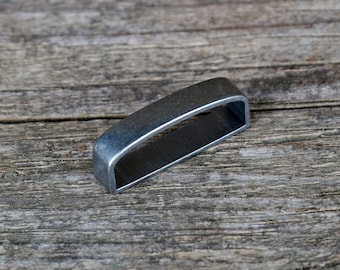 Saddlery Flat Loop – Antique Silver: 40mm, Belt Keeper, DIY Leather Craft
