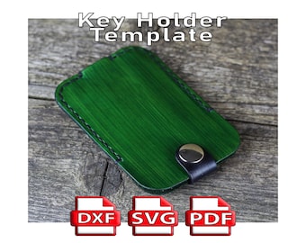 DIY Leather key holder, Leather craft template, PDF pattern, SVG template, Leather dxf key holder.