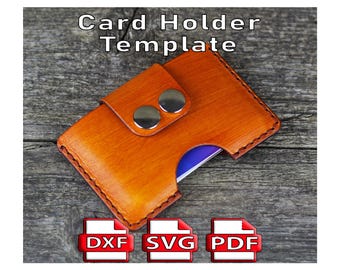 DIY Leather card holder wallet, Leather craft template, PDF pattern, SVG template, Leather dxf card holder, leather wallet.