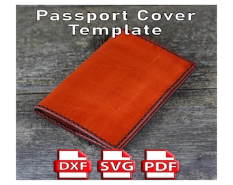 DIY Leather passport cover, Leather craft template, PDF pattern, SVG template, Leather dxf passport holder.